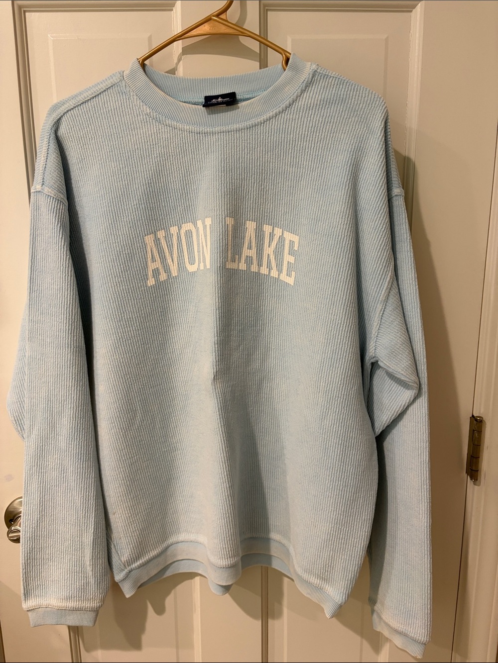 Coastal Cleveland Light Blue "Avon Lake" Ohio Corded Crewneck Sweatshirt
